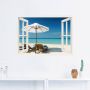 Artland Artprint Blik uit het venster twee ligstoelen als artprint op linnen muursticker in verschillende maten - Thumbnail 2