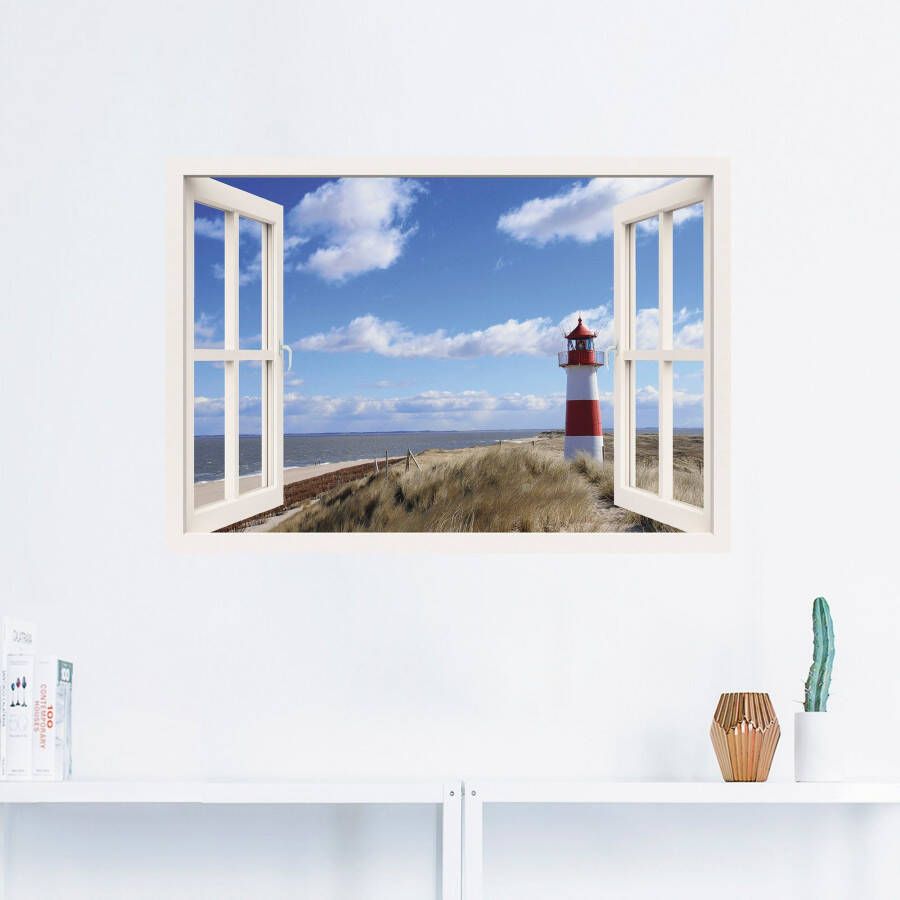 Artland Artprint Blik uit het venster vuurtoren Sylt als artprint op linnen poster muursticker in verschillende maten