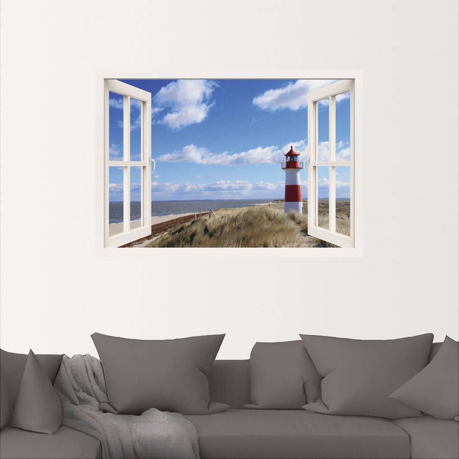 Artland Artprint Blik uit het venster vuurtoren Sylt als artprint op linnen poster muursticker in verschillende maten