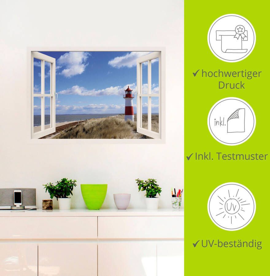 Artland Artprint Blik uit het venster vuurtoren Sylt als artprint op linnen poster muursticker in verschillende maten