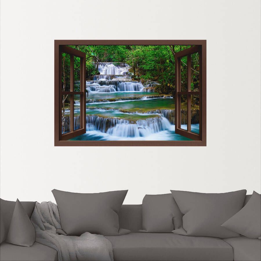 Artland Artprint Blik uit het venster waterval in Kanchanaburi als artprint op linnen poster muursticker in verschillende maten