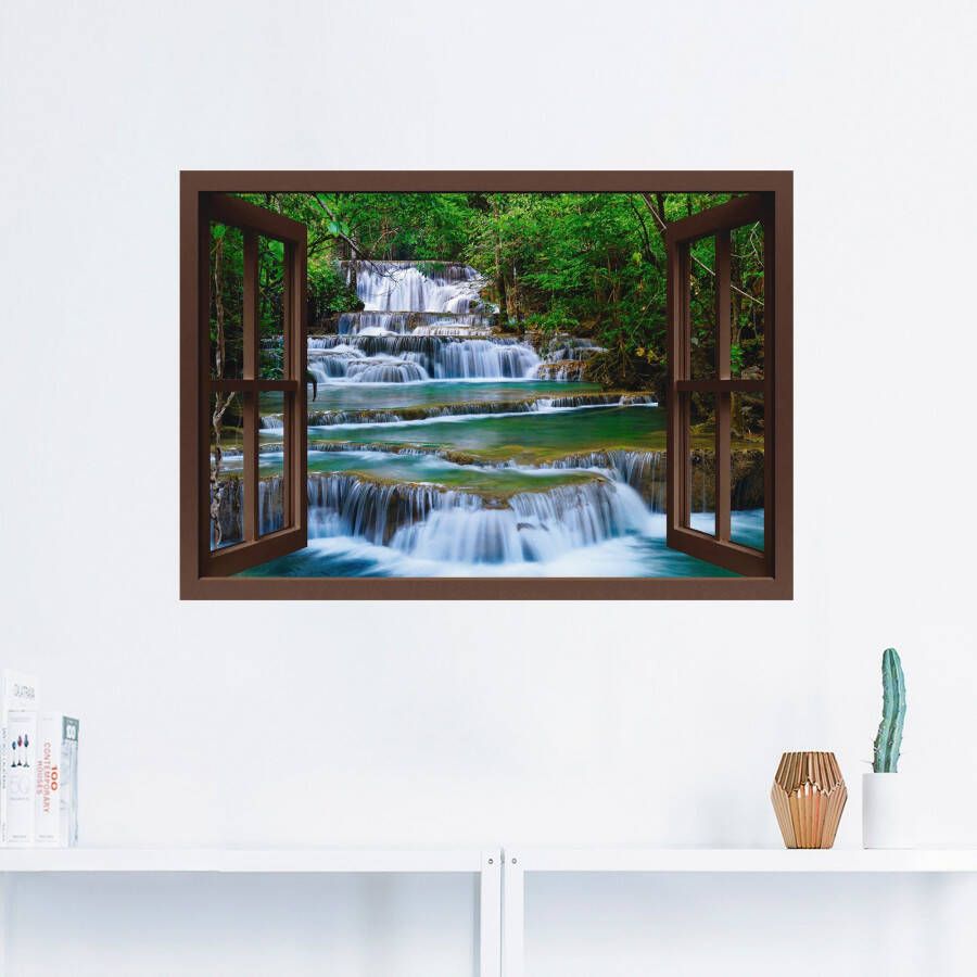 Artland Artprint Blik uit het venster waterval in Kanchanaburi als artprint op linnen poster muursticker in verschillende maten