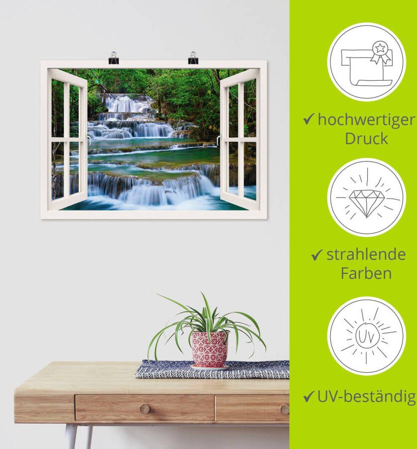 Artland Artprint Blik uit het venster waterval in Kanchanaburi als artprint op linnen poster muursticker in verschillende maten