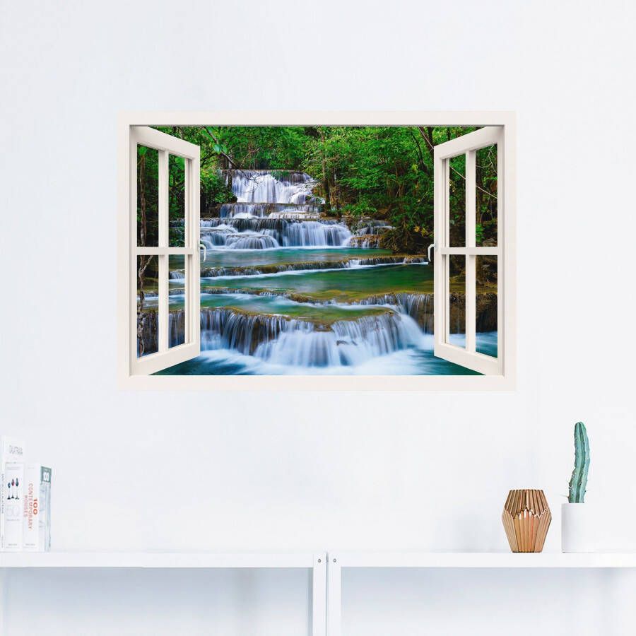 Artland Artprint Blik uit het venster waterval in Kanchanaburi als artprint op linnen poster muursticker in verschillende maten