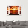 Artland Artprint Blik uit het venster zonsondergang aan het strand als artprint op linnen poster in verschillende formaten maten - Thumbnail 3