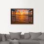 Artland Artprint Blik uit het venster zonsondergang aan het strand als artprint op linnen poster muursticker in verschillende maten - Thumbnail 3