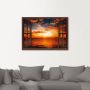 Artland Artprint Blik uit het venster zonsondergang aan het strand als artprint op linnen poster muursticker in verschillende maten - Thumbnail 4