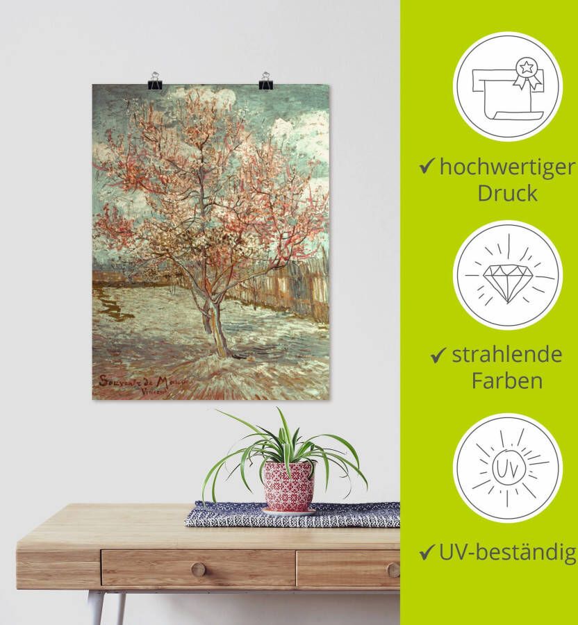 Artland Artprint Bloeiende perzikboom 1888 als artprint van aluminium artprint voor buiten artprint op linnen poster muursticker