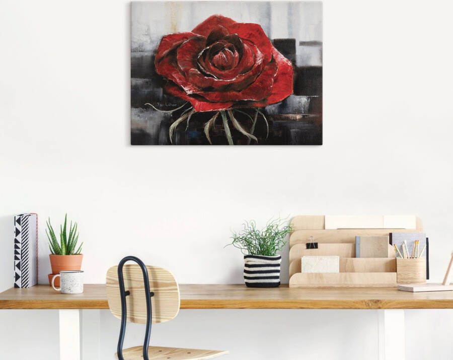 Artland Artprint Bloeiende rode roos als artprint op linnen poster muursticker in verschillende maten
