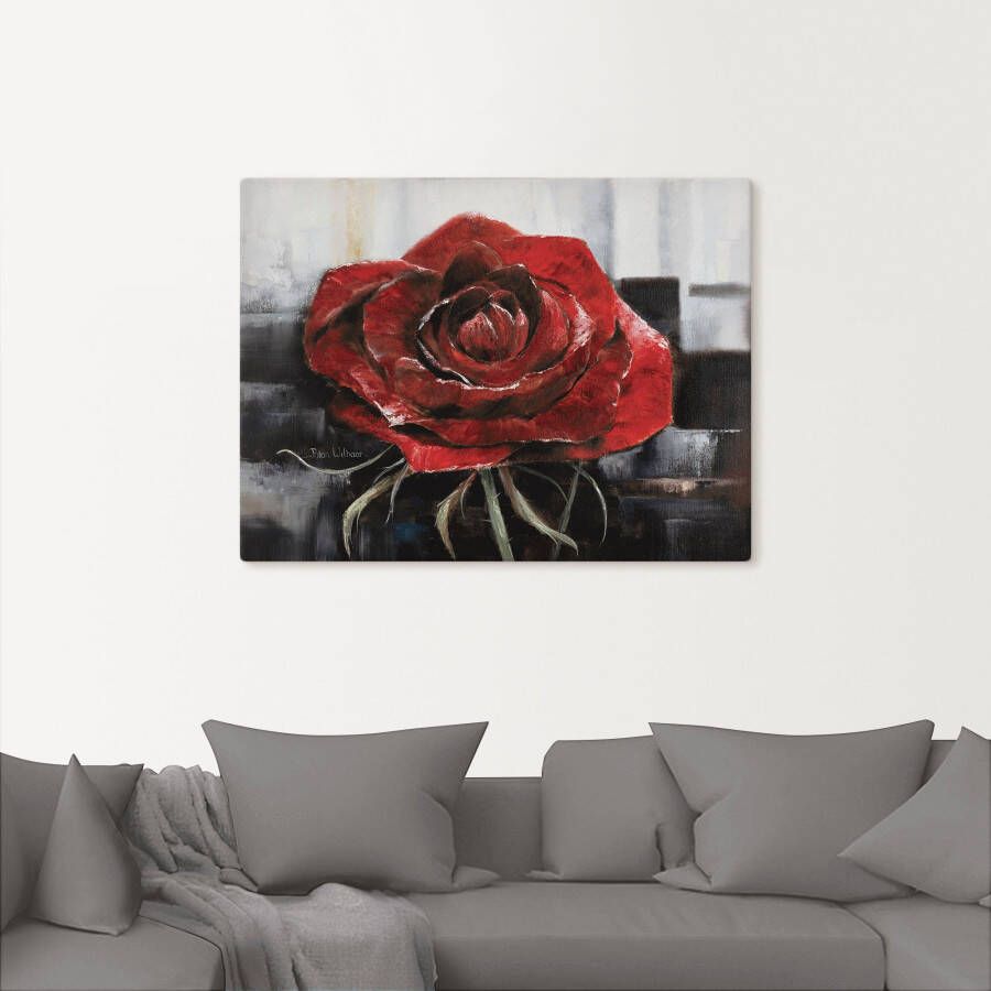Artland Artprint Bloeiende rode roos als artprint op linnen poster muursticker in verschillende maten - Foto 3