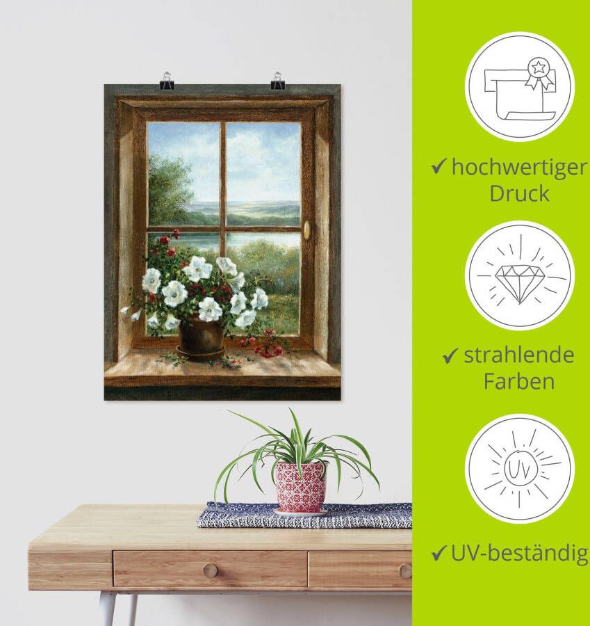 Artland Artprint Bloemen bij het raam als artprint van aluminium artprint voor buiten artprint op linnen poster muursticker