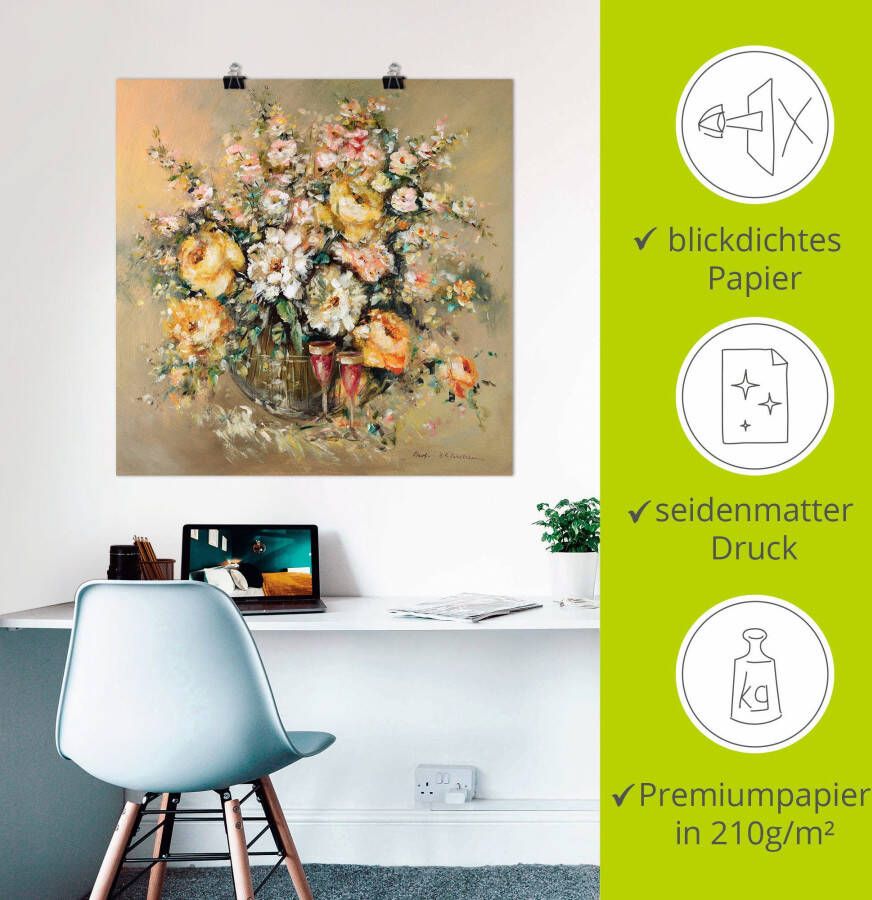 Artland Artprint Bloemen en sterke dranken als artprint op linnen poster muursticker in verschillende maten