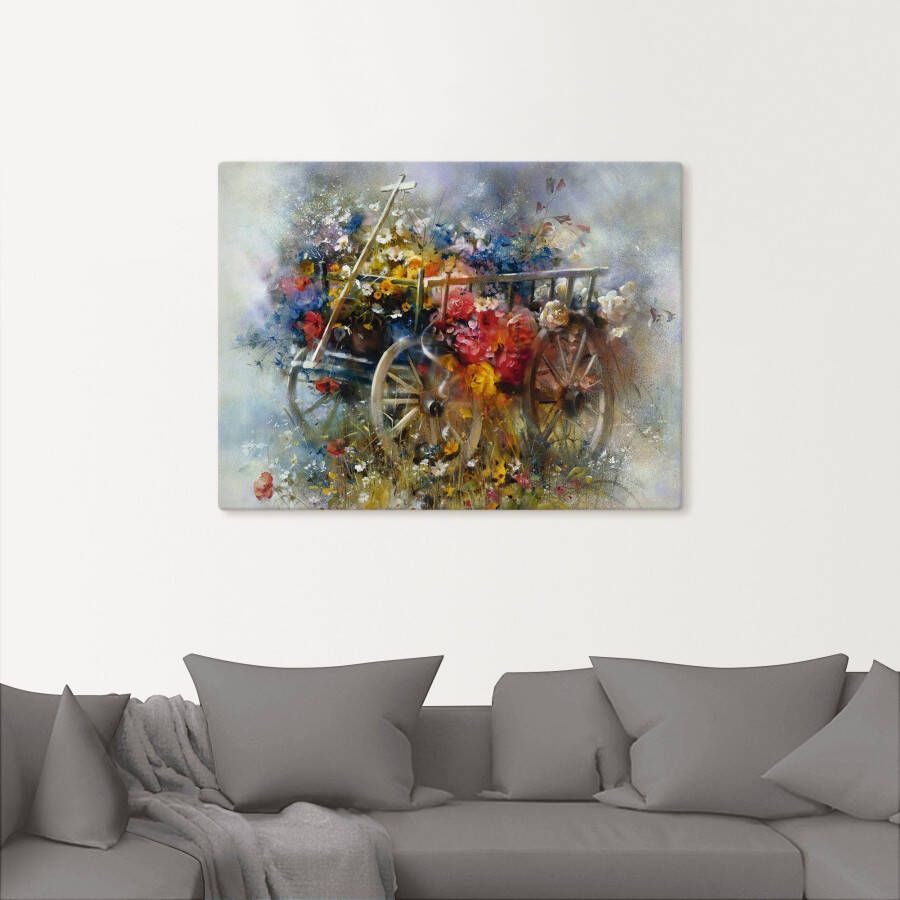 Artland Artprint Bloemen kruiwagen als artprint op linnen poster in verschillende formaten maten - Foto 2