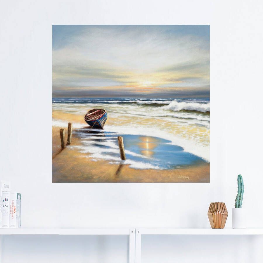 Artland Artprint Boot aan de kust als artprint op linnen muursticker in verschillende maten