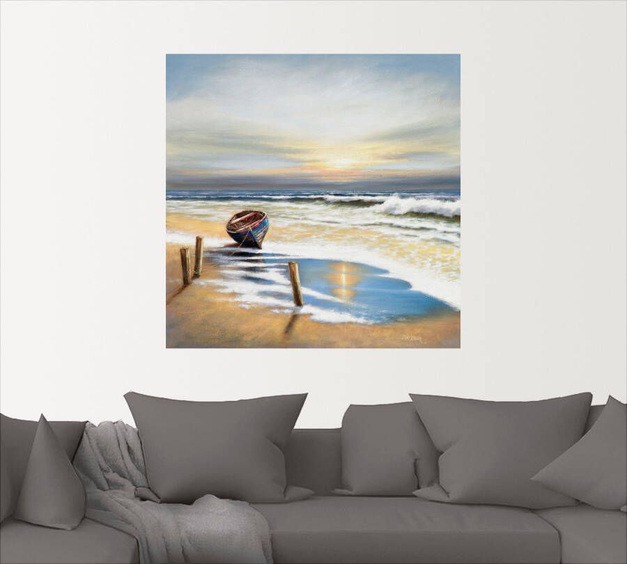 Artland Artprint Boot aan de kust als artprint op linnen muursticker in verschillende maten