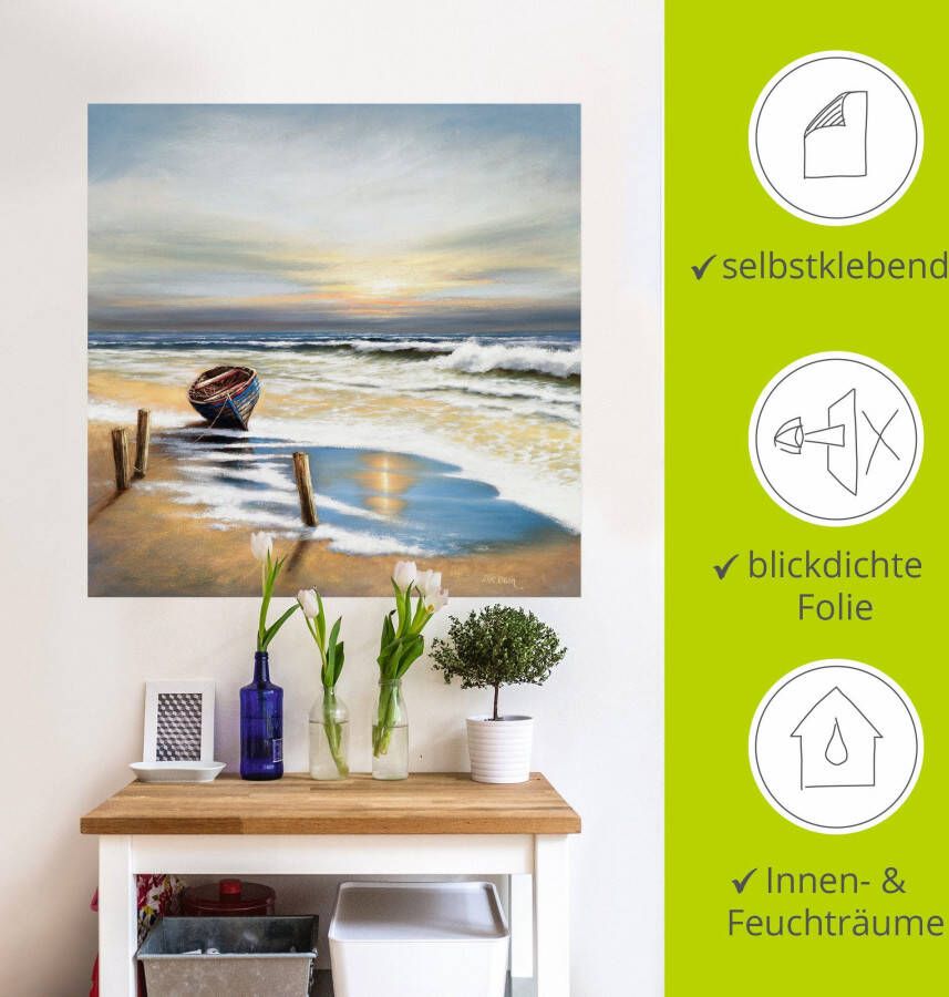 Artland Artprint Boot aan de kust als artprint op linnen muursticker in verschillende maten