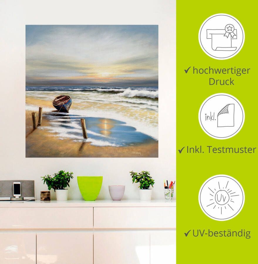 Artland Artprint Boot aan de kust als artprint op linnen muursticker in verschillende maten