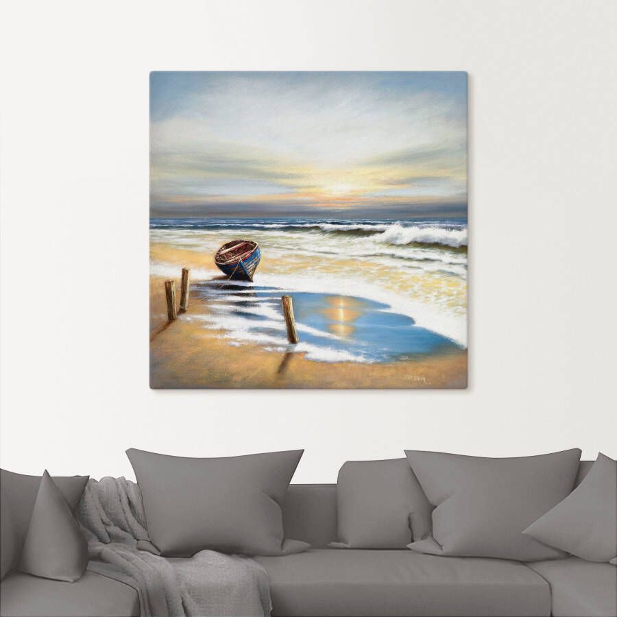 Artland Artprint Boot aan de kust als artprint op linnen muursticker in verschillende maten