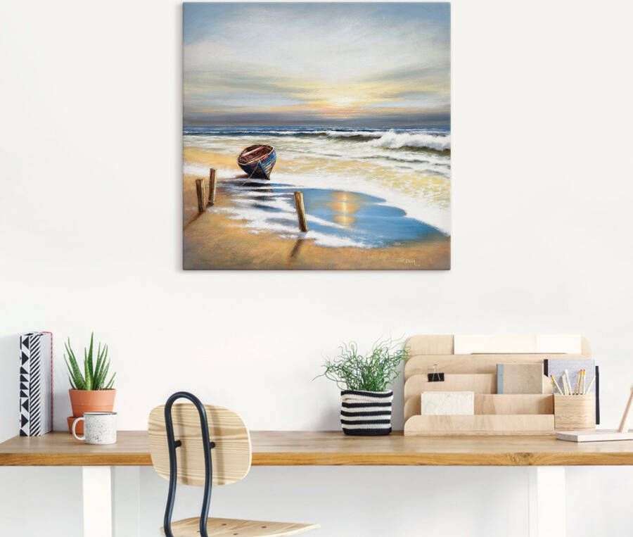 Artland Artprint Boot aan de kust als artprint op linnen muursticker in verschillende maten