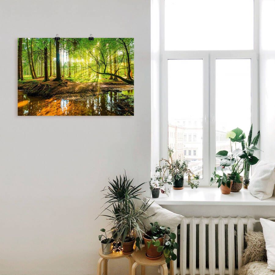 Artland Artprint Bos met beek als artprint van aluminium artprint voor buiten artprint op linnen poster muursticker