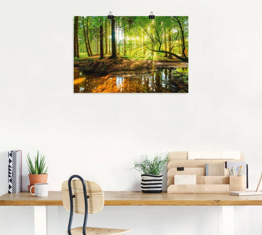 Artland Artprint Bos met beek als artprint van aluminium artprint voor buiten artprint op linnen poster muursticker