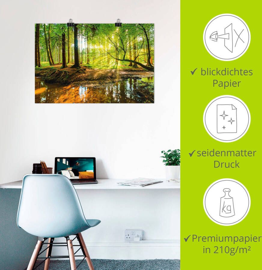 Artland Artprint Bos met beek als artprint van aluminium artprint voor buiten artprint op linnen poster muursticker