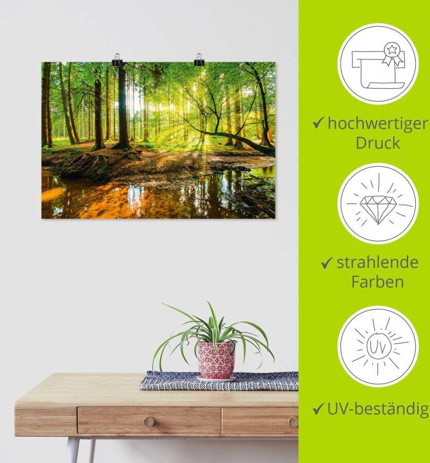 Artland Artprint Bos met beek als artprint van aluminium artprint voor buiten artprint op linnen poster muursticker