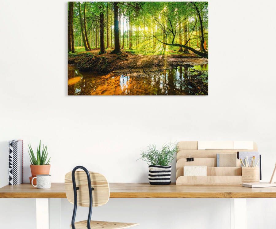 Artland Artprint Bos met beek als artprint van aluminium artprint voor buiten artprint op linnen poster muursticker