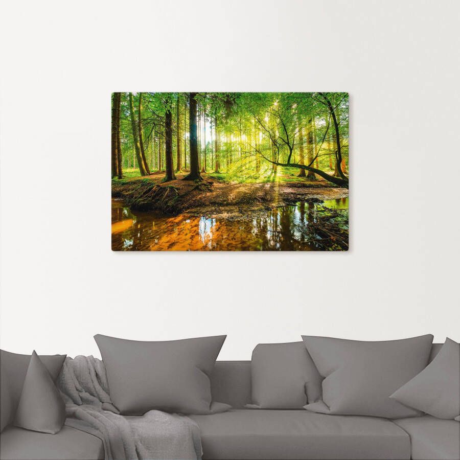 Artland Artprint Bos met beek als artprint van aluminium artprint voor buiten artprint op linnen poster muursticker