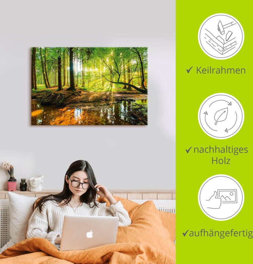 Artland Artprint Bos met beek als artprint van aluminium artprint voor buiten artprint op linnen poster muursticker