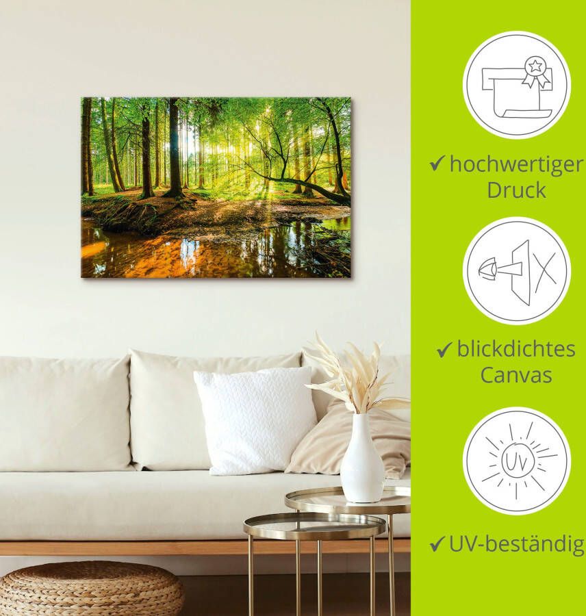 Artland Artprint Bos met beek als artprint van aluminium artprint voor buiten artprint op linnen poster muursticker