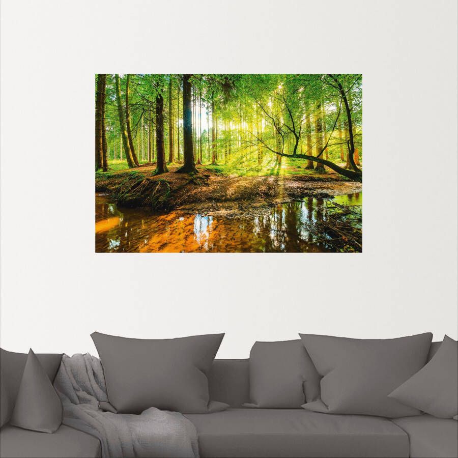 Artland Artprint Bos met beek als artprint van aluminium artprint voor buiten artprint op linnen poster muursticker