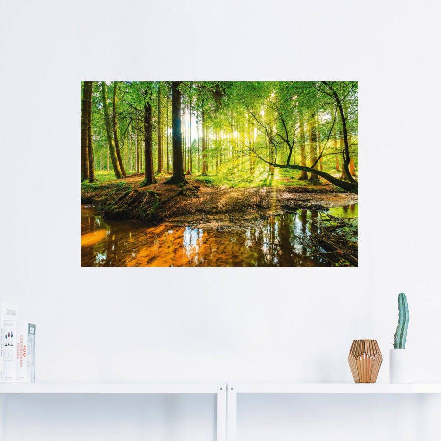 Artland Artprint Bos met beek als artprint van aluminium artprint voor buiten artprint op linnen poster muursticker