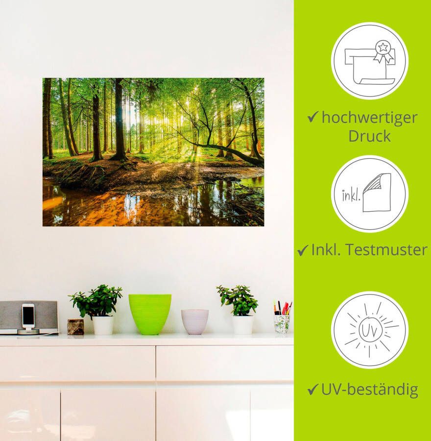 Artland Artprint Bos met beek als artprint van aluminium artprint voor buiten artprint op linnen poster muursticker