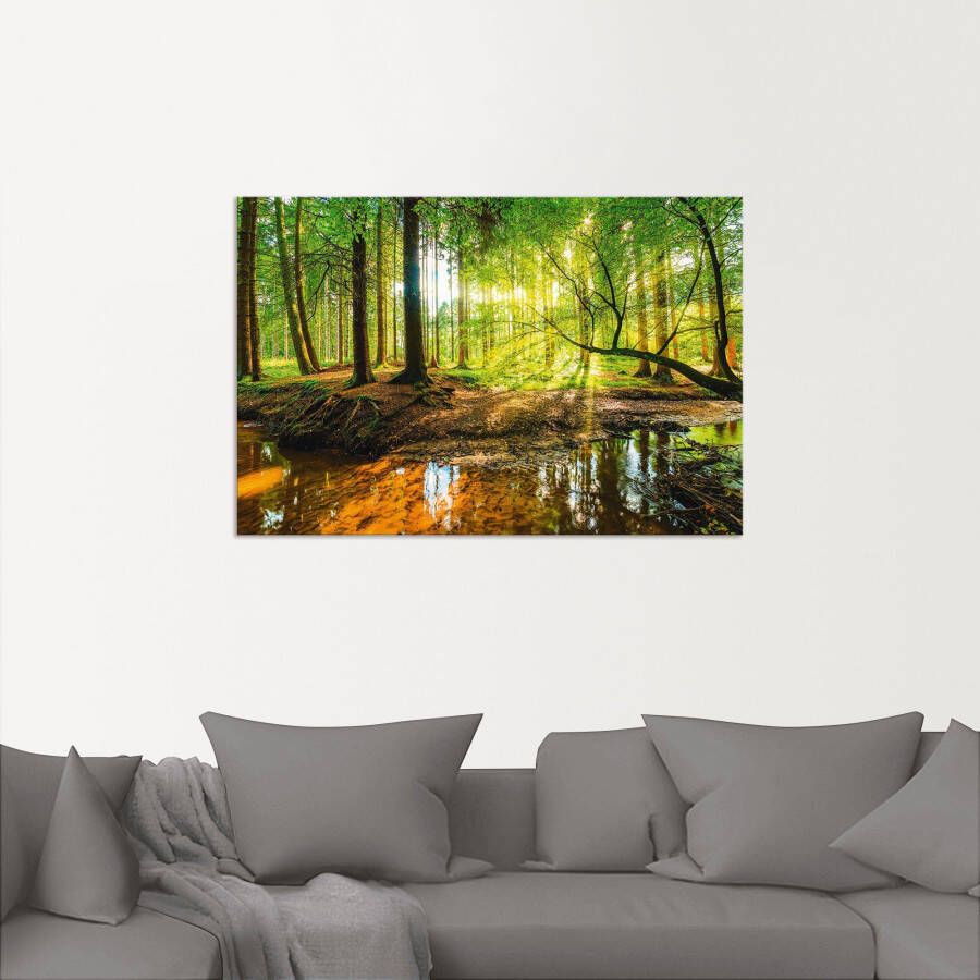 Artland Artprint Bos met beek als artprint van aluminium artprint voor buiten artprint op linnen poster muursticker