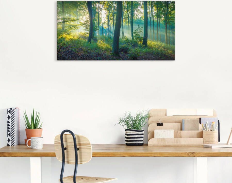 Artland Artprint Bos panorama als artprint van aluminium artprint voor buiten artprint op linnen poster muursticker