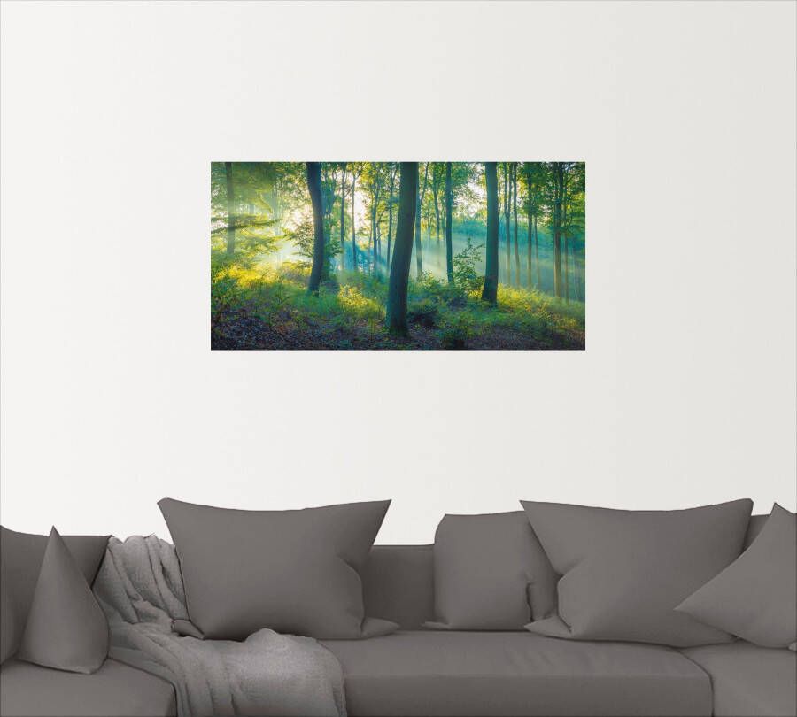 Artland Artprint Bos panorama als artprint van aluminium artprint voor buiten artprint op linnen poster muursticker