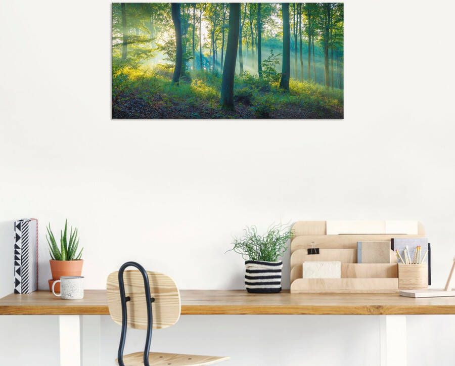 Artland Artprint Bos panorama als artprint van aluminium artprint voor buiten artprint op linnen poster muursticker