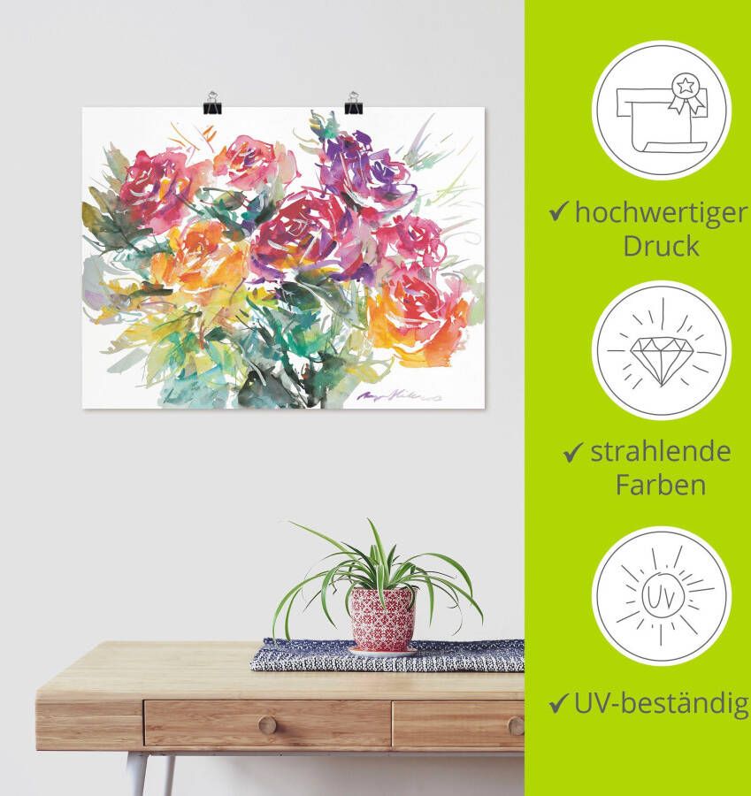 Artland Artprint Bos rozen als artprint op linnen poster in verschillende formaten maten