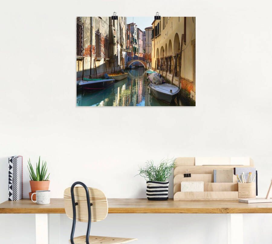 Artland Artprint Boten op kanaal in Venetië als artprint van aluminium artprint voor buiten artprint op linnen poster in verschillende maten. maten