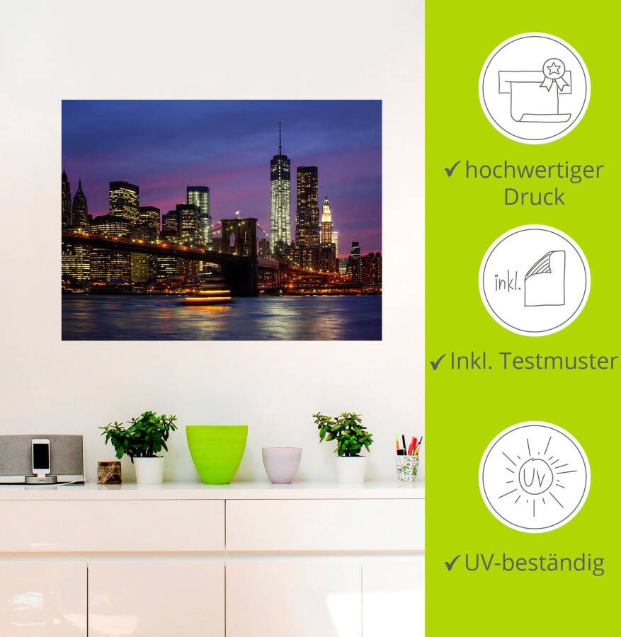 Artland Artprint Brooklyn Bridge als poster muursticker in verschillende maten