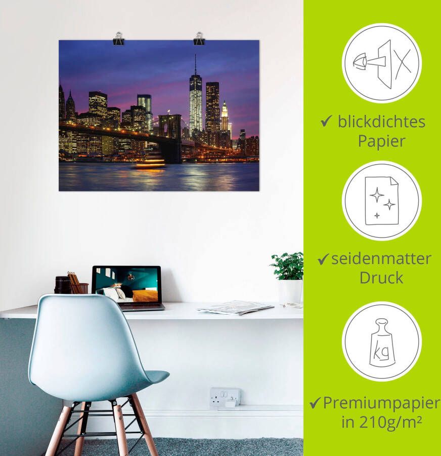 Artland Artprint Brooklyn Bridge als poster muursticker in verschillende maten