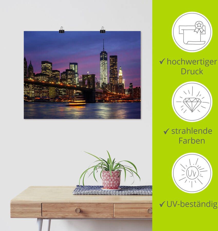 Artland Artprint Brooklyn Bridge als poster muursticker in verschillende maten