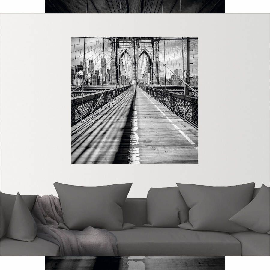 Artland Artprint Brooklyn Bridge New York City monochroom als artprint op linnen poster in verschillende formaten maten