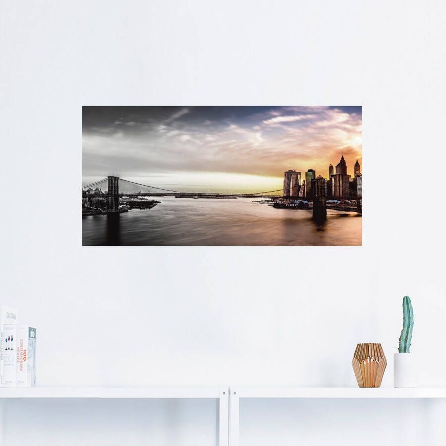 Artland Artprint Brooklyn Bridge panorama als artprint op linnen muursticker in verschillende maten