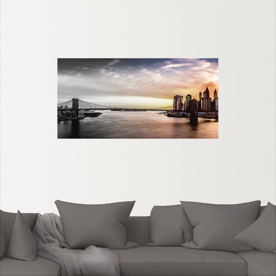 Artland Artprint Brooklyn Bridge panorama als artprint op linnen muursticker in verschillende maten