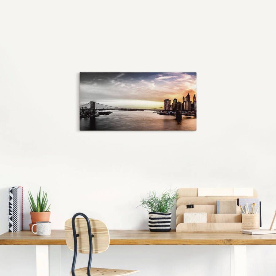 Artland Artprint Brooklyn Bridge panorama als artprint op linnen muursticker in verschillende maten