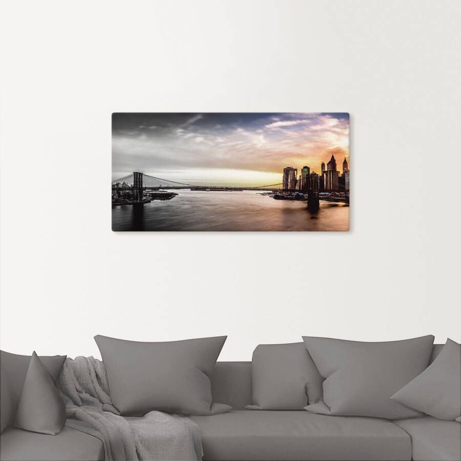 Artland Artprint Brooklyn Bridge panorama als artprint op linnen muursticker in verschillende maten