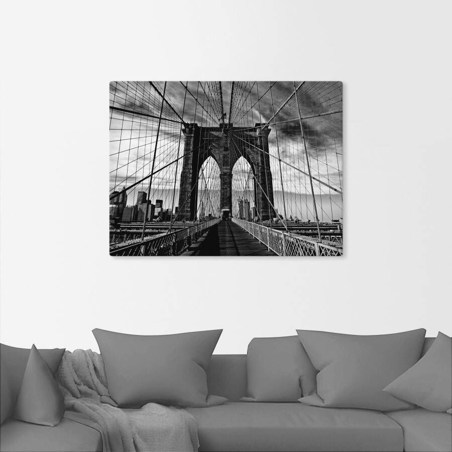 Artland Artprint Brooklyn Bridge zwart wit als artprint van aluminium artprint voor buiten artprint op linnen poster in verschillende maten. maten