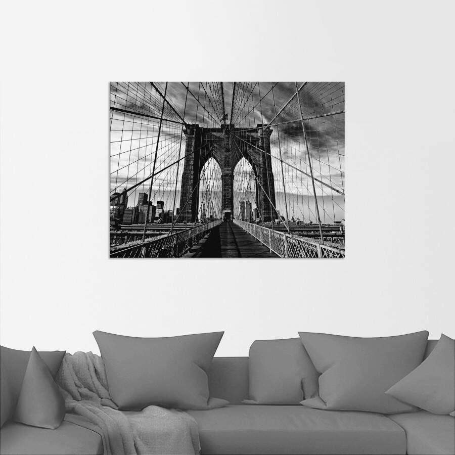 Artland Artprint Brooklyn Bridge zwart wit als artprint van aluminium artprint voor buiten artprint op linnen poster in verschillende maten. maten